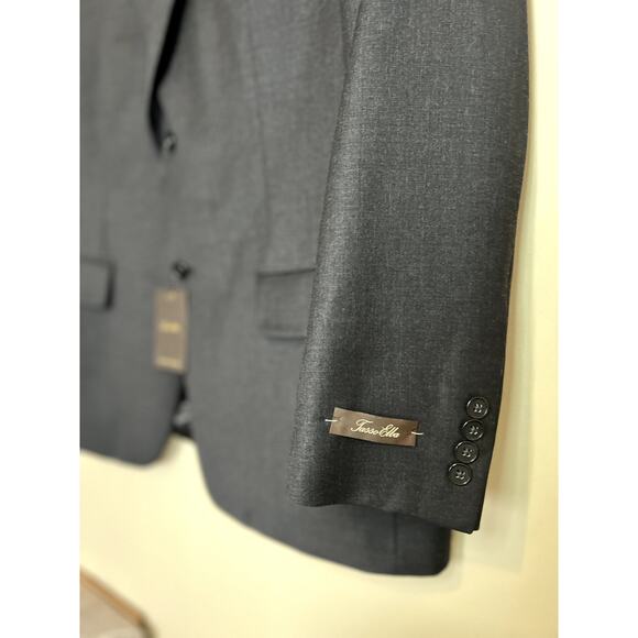 NWT Tasso Elba Solid Two Button Suit Jacket Men's Size 46R 40W Charcoal Gray - Picture 3 of 11